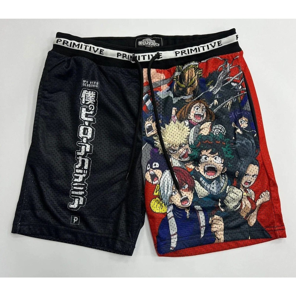 Primitive Skate Men's X Japanese Anime My Hero Academia Blocked Mesh Shorts